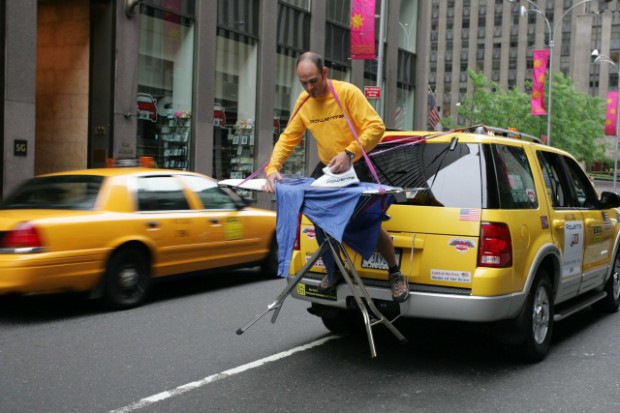 extreme ironing taxi